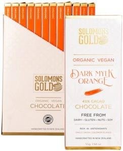 SOLOMONS GOLD Organic Vegan Dark Mylk Orange Chocolate (45% Cacao) 55g x 12 Display