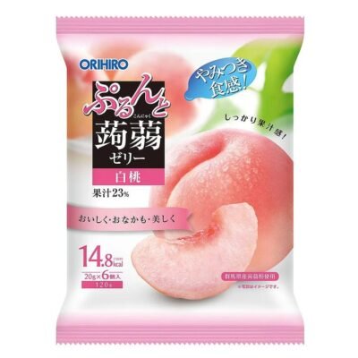 Orihiro Japanese Konjac Jelly – White Peach Flavour, 6 Pack, 120g Gourmet Grocer Orihiro Japanese Konjac Jelly - White Peach Flavour, 6 Pack, 120g