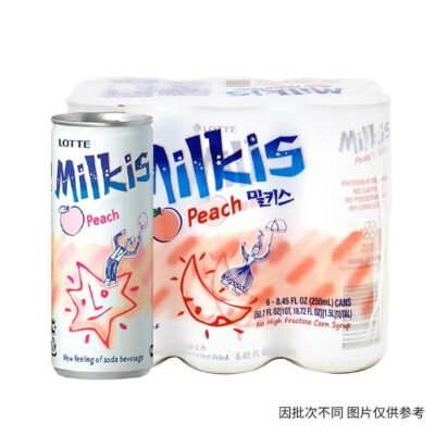 Lotte Milkis Peach Flavoured Milk Soda – 6 Cans * 250ml Gourmet Grocer Lotte Milkis Peach Flavoured Milk Soda - 6 Cans * 250ml