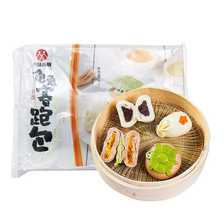 [Frozen] Thousand Flavours Kitchen Turtle & Rabbit Race Buns with Custard & Red Bean Filling - 10 Pieces, 300g
