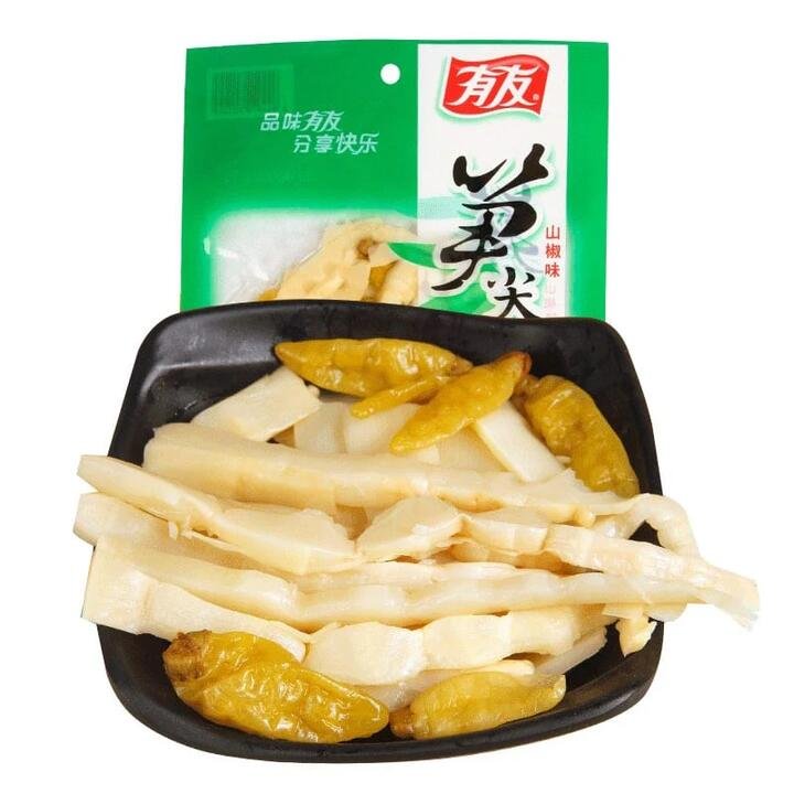 YouYou Spicy Sichuan Pepper Flavor Bamboo Shoot Tips 100g Gourmet Grocer YouYou Spicy Sichuan Pepper Flavor Bamboo Shoot Tips 100g