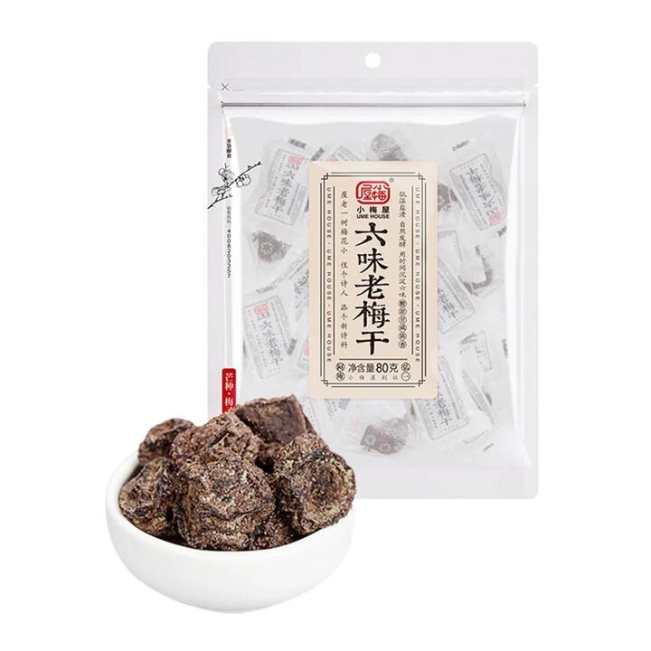 Xiaomeiwu Six-Flavor Dried Plums 80g Gourmet Grocer Xiaomeiwu Six-Flavor Dried Plums 80g