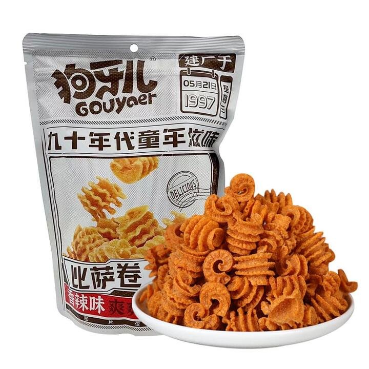 Dog Teeth Brand Spicy Pizza Rolls (Puffed Snacks) 208g