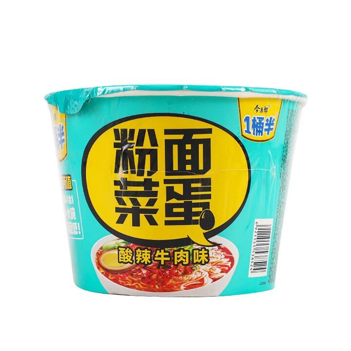 Jinmailang Spicy Sour Beef Flavor Instant Noodles with Vegetables and Egg - 160g