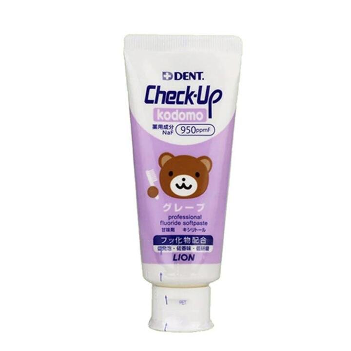 Lion CHECK-UP Kids Anti-Cavity Toothpaste, Grape Flavour, Purple Bear Design, 60g