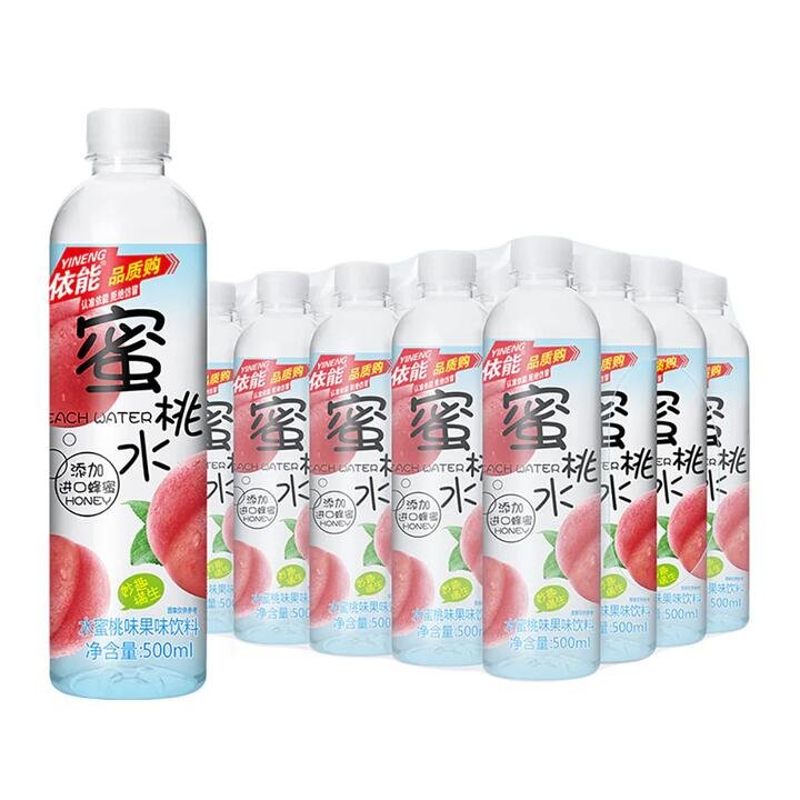 Yineng Peach Water Beverage with Honey - 500ml x 24 Bottles