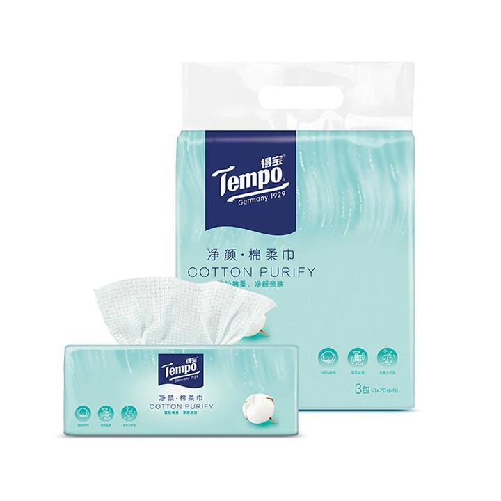 Tempo Gentle Cleansing Cotton Tissues, 70 Sheets per Pack, 3 Packs Included Gourmet Grocer Tempo Gentle Cleansing Cotton Tissues, 70 Sheets per Pack, 3 Packs Included