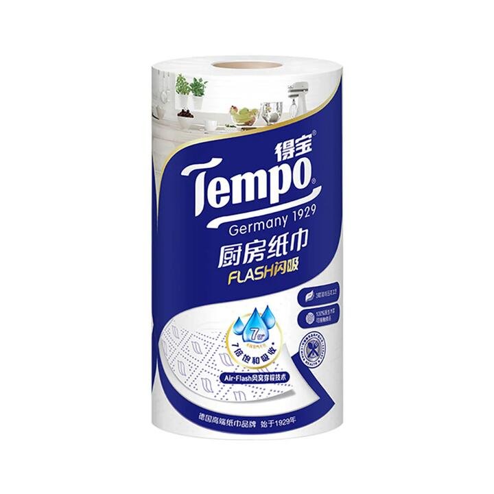 Tempo 3-Layer Flash Absorbent Kitchen Roll Paper, 88 Sheets per Roll Gourmet Grocer Tempo 3-Layer Flash Absorbent Kitchen Roll Paper, 88 Sheets per Roll