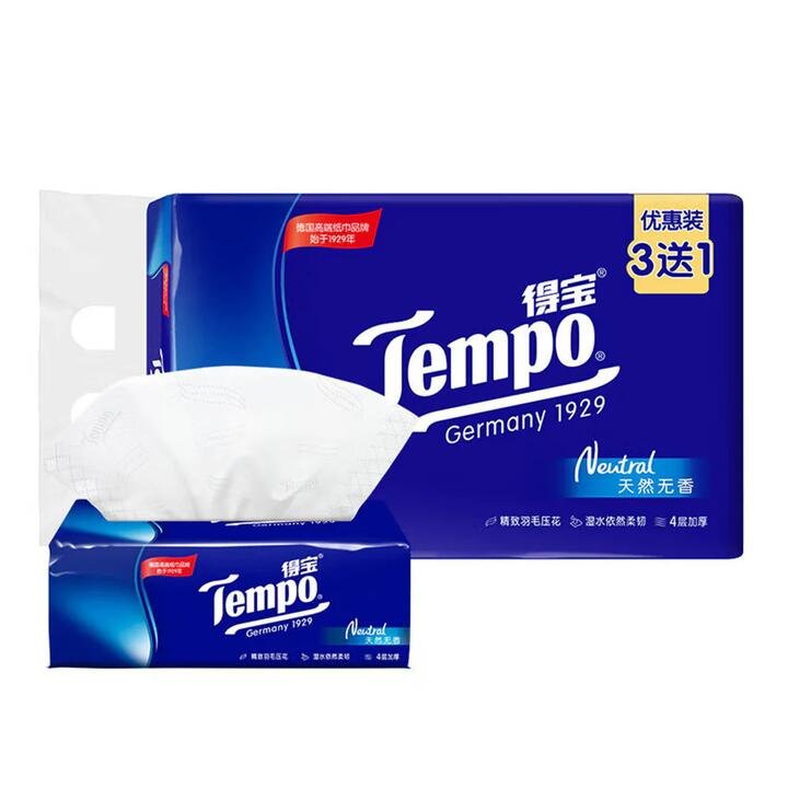 Tempo Classic Unscented Tissues, 90 Sheets per Pack, 4 Packs Gourmet Grocer Tempo Classic Unscented Tissues, 90 Sheets per Pack, 4 Packs