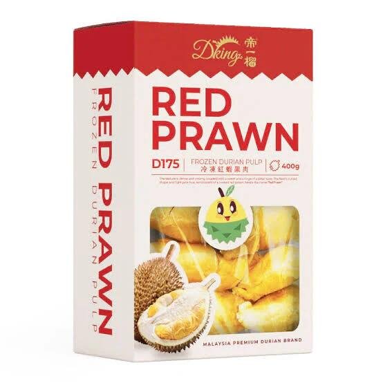 Dking Frozen Red Prawn Durian Pulp – 400g Gourmet Grocer Dking Frozen Red Prawn Durian Pulp - 400g
