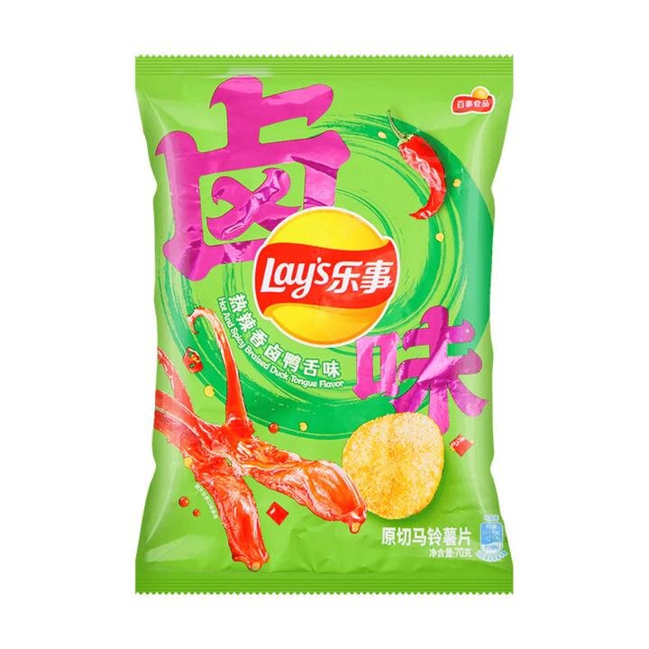 Lay's Spicy Braised Duck Tongue Flavor Potato Chips - 70g
