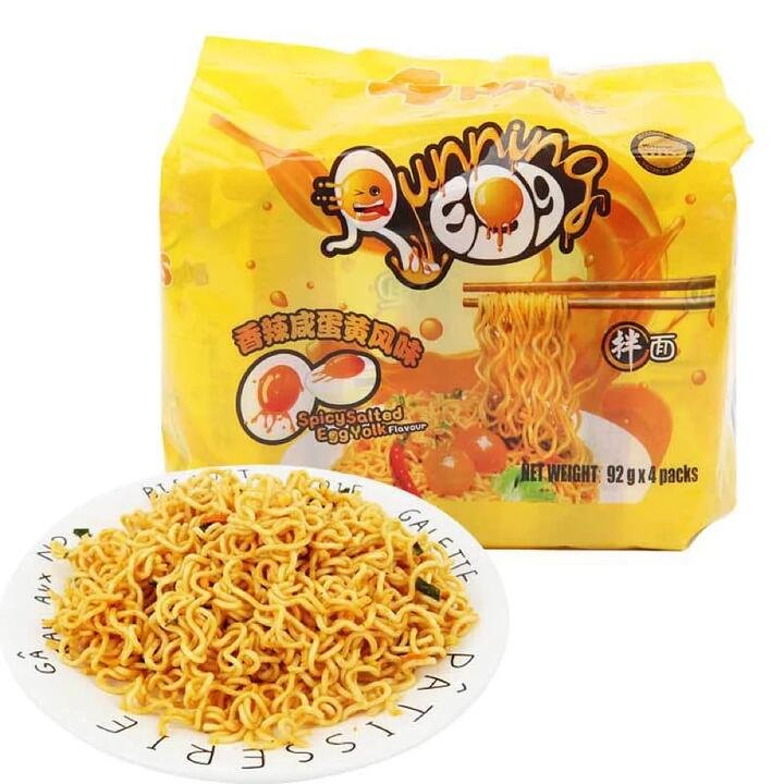 Running Egg Spicy Salted Egg Yolk Flavour Instant Noodles - 92g x 4 Packs