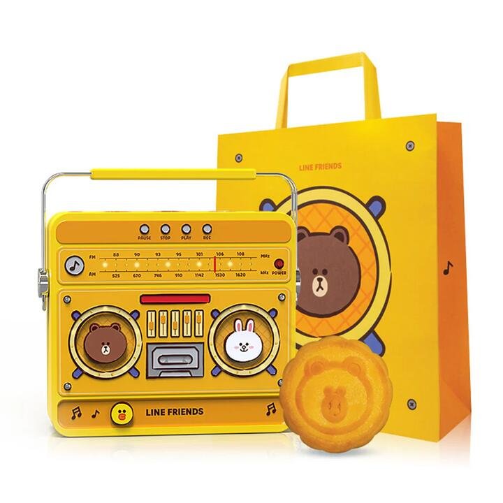 Hong Kong MX x Line Friends Radio Mooncake Giftbox (Creamy Custard Mooncake) - 4 Pieces, 600g