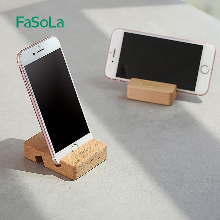 FaSoLa Dual Slot Beech Wood Phone Stand – Natural Wood Color, 8*6*2cm Gourmet Grocer FaSoLa Dual Slot Beech Wood Phone Stand - Natural Wood Color, 8*6*2cm