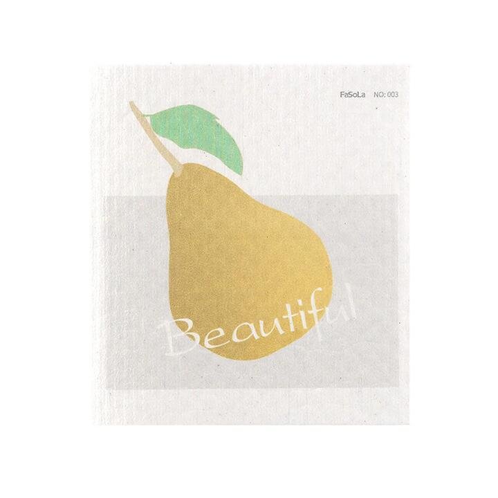 FaSoLa Wood Pulp Sponge Cloth - Juicy Yellow Pear Design, 19.5*17cm