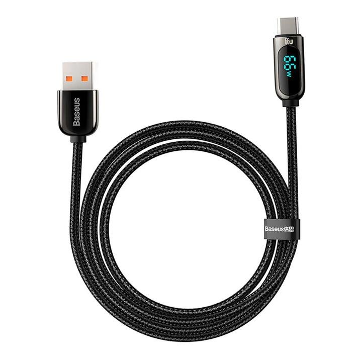 Baseus Digital Display Fast Charging Cable USB to Type-C 66W Black – 1 Meter Gourmet Grocer Baseus Digital Display Fast Charging Cable USB to Type-C 66W Black - 1 Meter