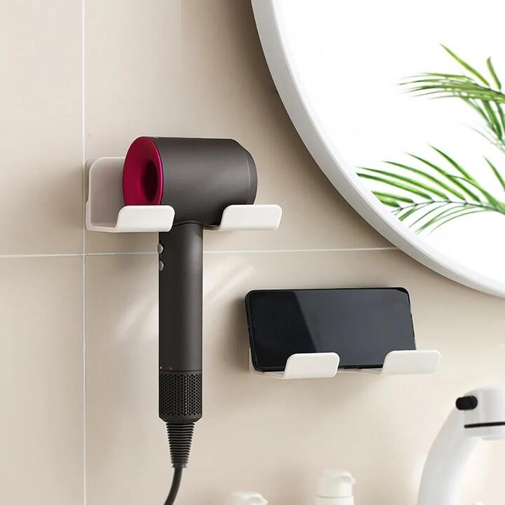 Fasola Wall-Mounted Hair Dryer Rack- White