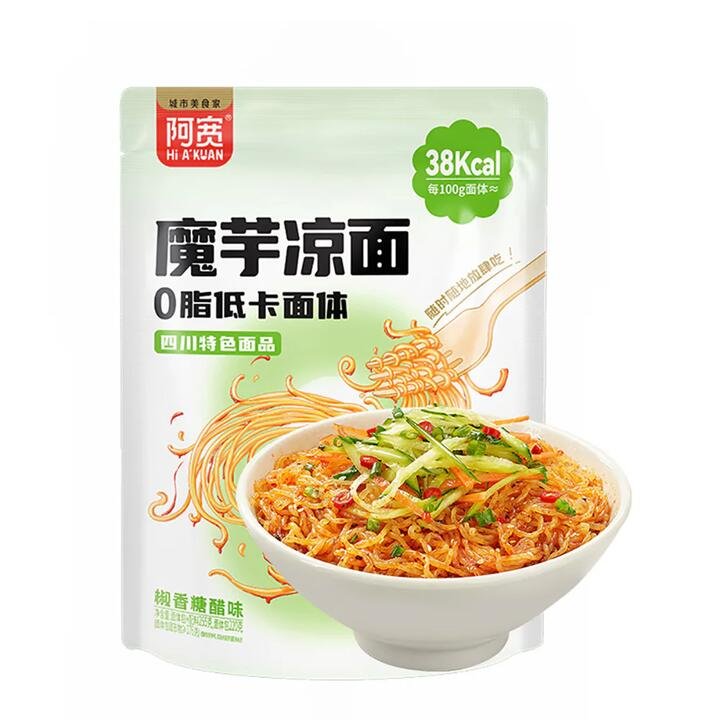 Hi A'Kuan Konjac Cold Noodles with Pepper and Sweet Vinegar Flavor - 225g