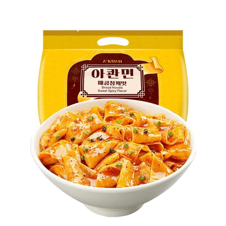 A'Kuan Sweet Spicy Broad Noodles - 115g x 4 Packs
