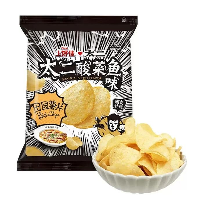 Oishi Garden Fresh Potato Chips Suancai & Fish Flavor - 70g