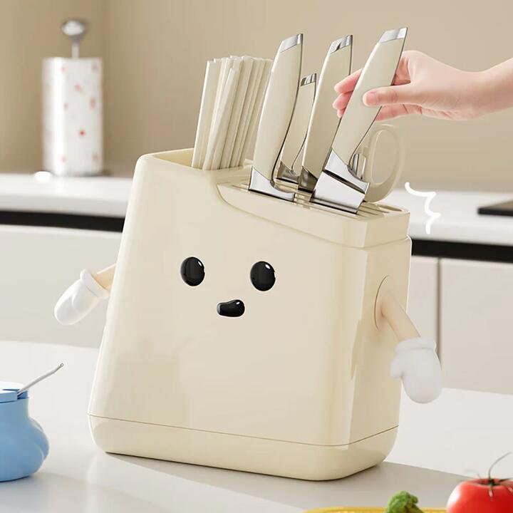 Modern SweetHome Cream White Knife Holder Gourmet Grocer Modern SweetHome Cream White Knife Holder
