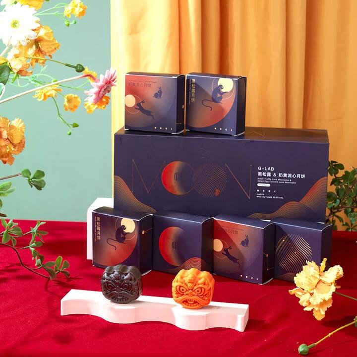 G-lab Premium Black Truffle & Custard Mooncake Gift Box 6 Pieces 360g