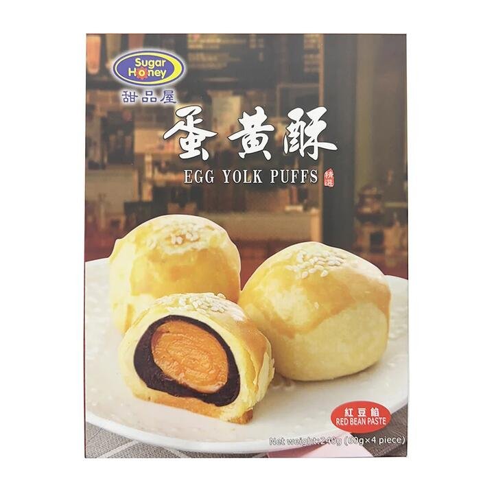 Sugar Honey Egg Yolk Puffs with Red Bean Paste - 240g