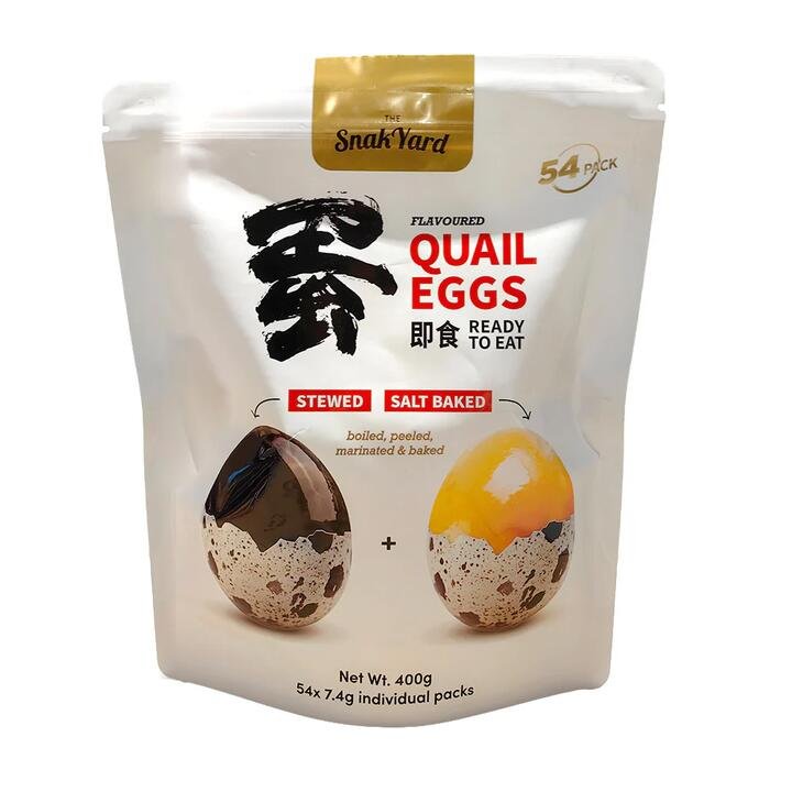SnakYard Ready-to-Eat Quail Eggs - Stewed & Salt Baked, 54pcs, 400g