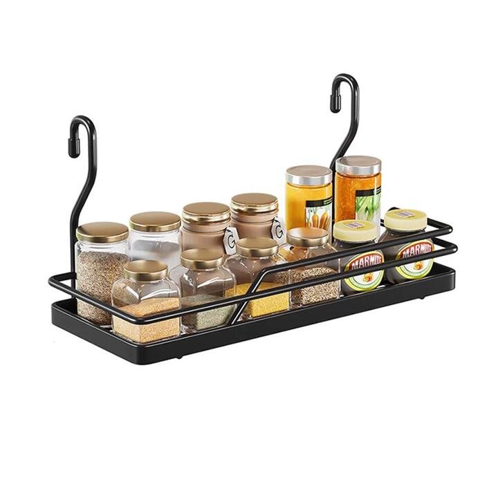 Taili Vertical Hanging Single-Layer Spice Rack - Black