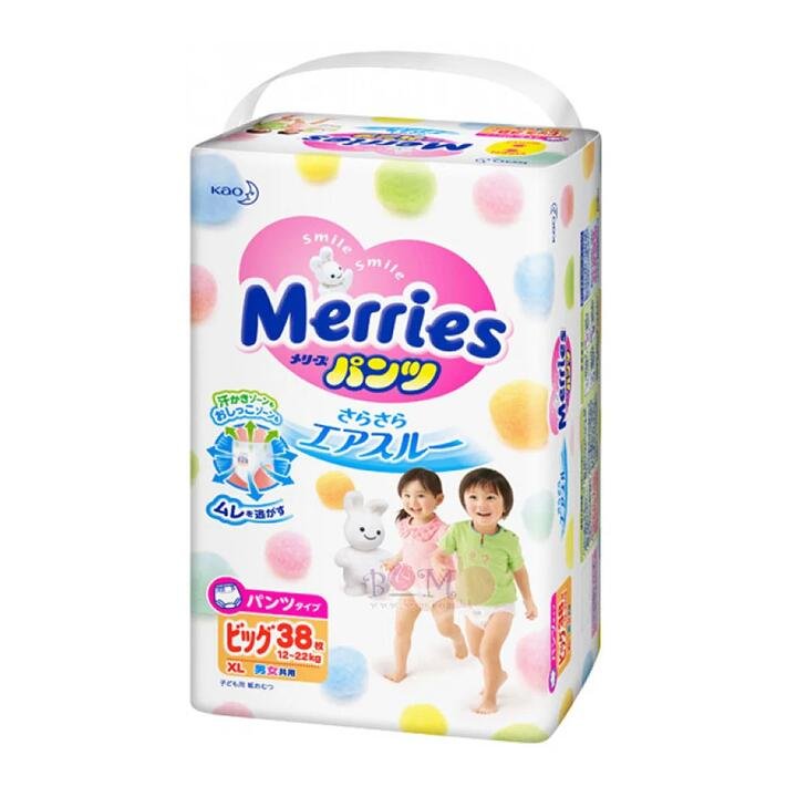 Merries Baby Diapers XL Size 38 Pieces (12kg) Gourmet Grocer Merries Baby Diapers XL Size 38 Pieces (12kg)