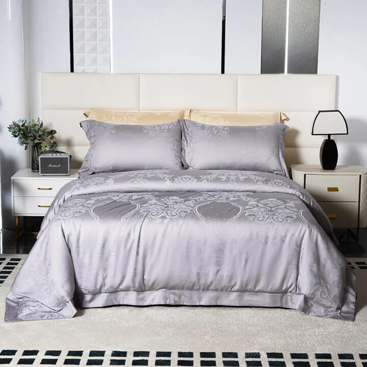 Heartin Navilite Bedding Set Moonlight Gray Queen with 2 Free Pillows