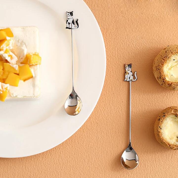 FaSoLa Cat Spoon - Black and White Cat Design