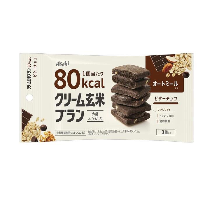 Asahi Low-Calorie Brown Rice Sandwich Cookies - Oatmeal Chocolate Flavor, 54g