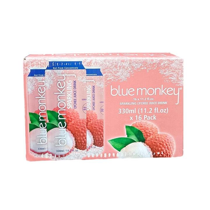 Blue Monkey Sparkling Lychee Juice Drink - 330ml x 16 Pack
