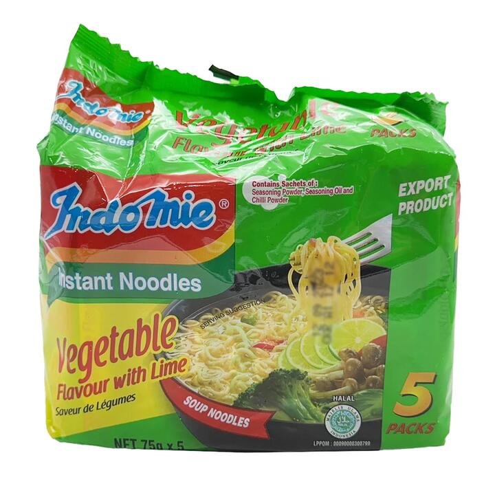 Indomie Instant Noodles Lime Flavor - 75g x 5 Packs