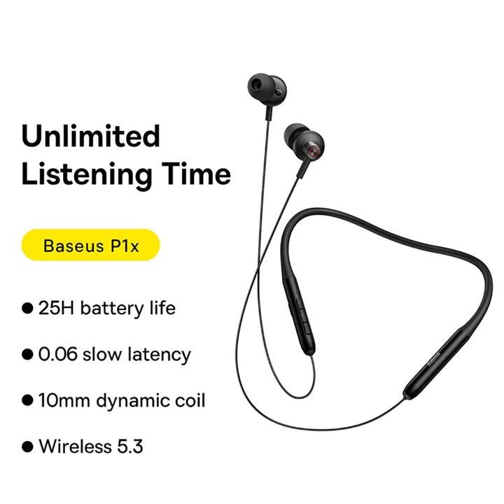 Baseus Bowie Series P1x In-Ear Neckband Bluetooth Earphones - Black