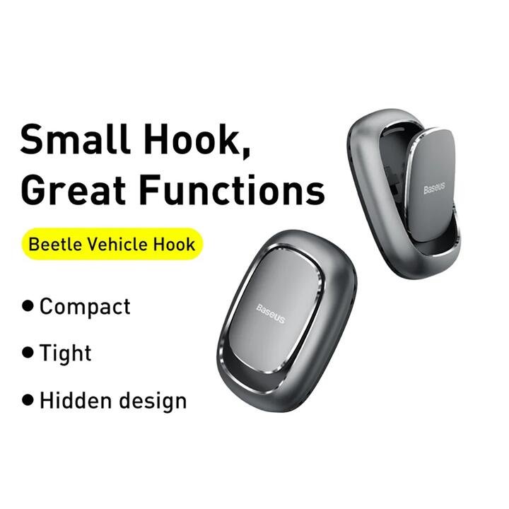 Baseus Beetle Vehicle Hook - 2 Pack, Deep Space Gray