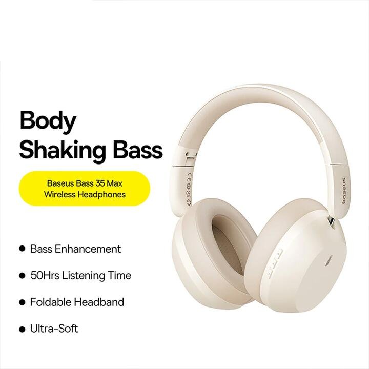 Baseus Bass 35 Max Wireless Headphones - Starlight White