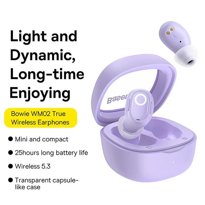 Baseus Bowie WM02 TWS True Wireless Bluetooth Earphones - Purple