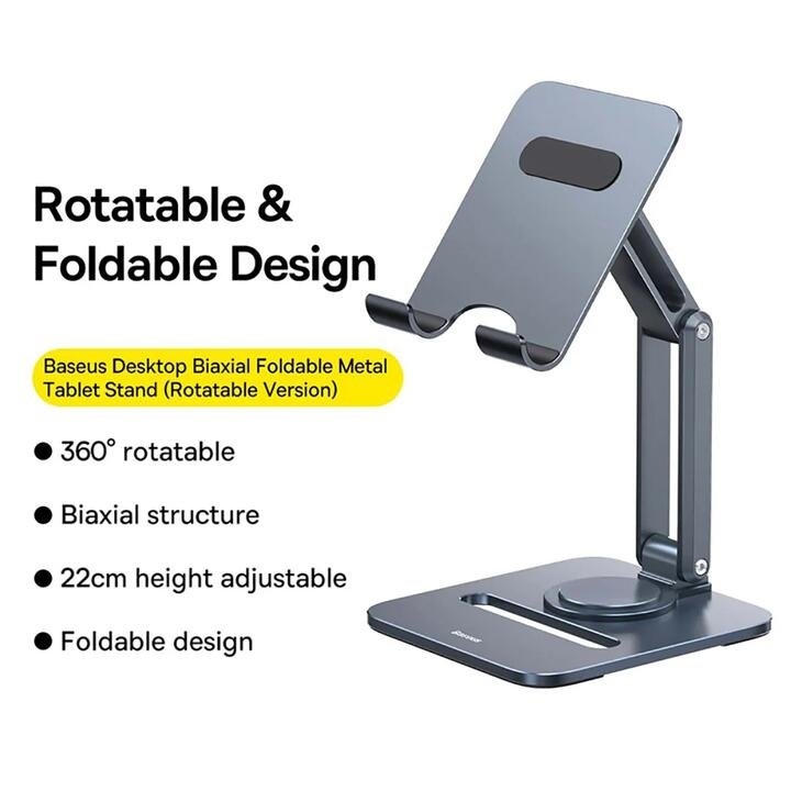 Baseus Desktop Biaxial Foldable Metal Tablet Stand – Rotatable Version, Deep Space Gray Gourmet Grocer Baseus Desktop Biaxial Foldable Metal Tablet Stand - Rotatable Version, Deep Space Gray