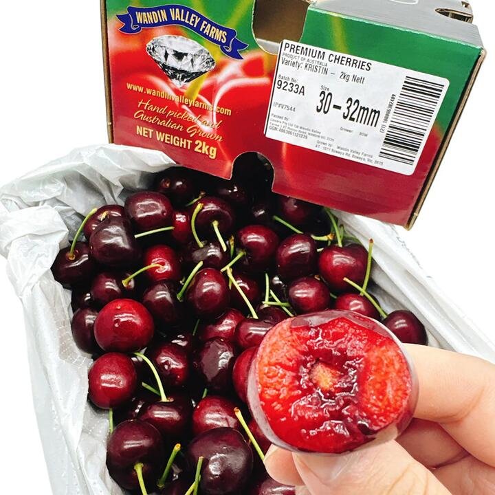 Wandin Valley Farms Premium Cherries Gift Box 30-32mm – 2kg Gourmet Grocer Wandin Valley Farms Premium Cherries Gift Box 30-32mm - 2kg