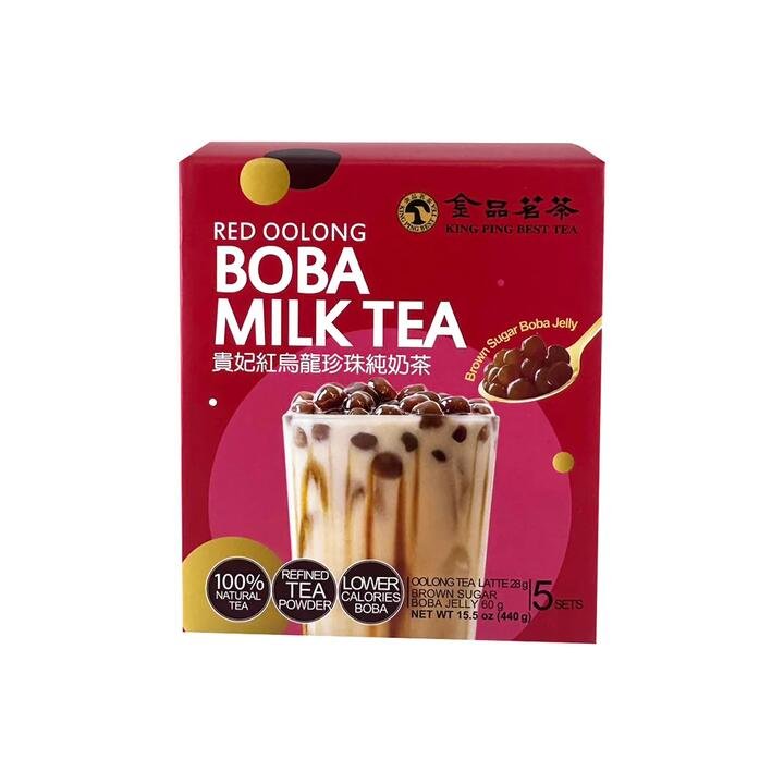 King Ping Red Oolong Boba Milk Tea – 5 Packs, 440g Gourmet Grocer King Ping Red Oolong Boba Milk Tea - 5 Packs, 440g