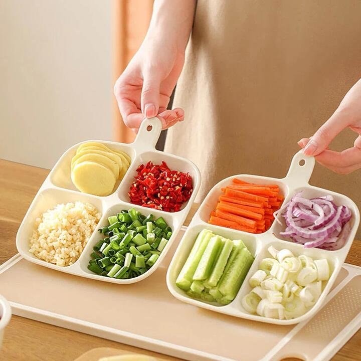 Fasola Divided Serving Plate – White X3 Gourmet Grocer Fasola Divided Serving Plate - White X3