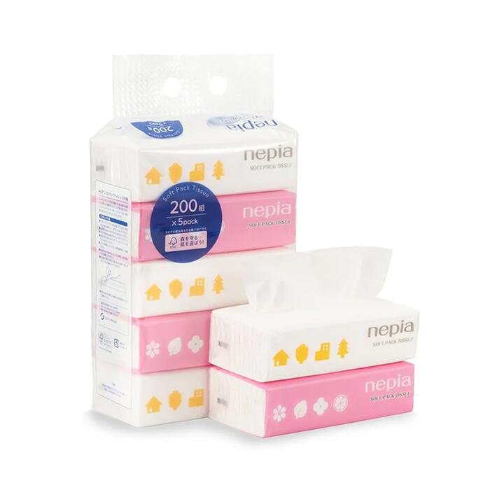 Nepia Soft Pack Tissues - 200 Sheets x 5 Packs