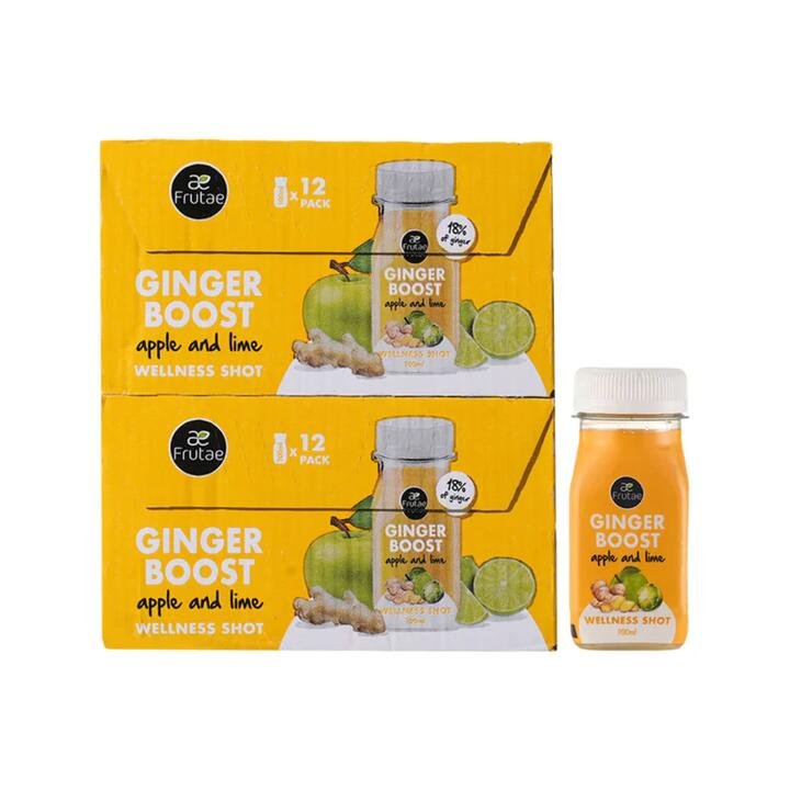 Frutae Ginger Boost Apple and Lime Wellness Shot - 100ml x 24 Bottles