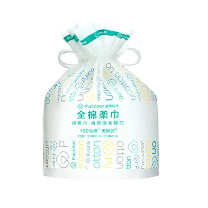 Purcotton Soft Cotton Towels, Roll Pack, 70 Sheets/Bag