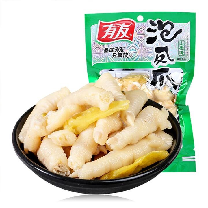 YouYou Spicy Pickled Chicken Feet with Pepper Flavor, 180g Gourmet Grocer YouYou Spicy Pickled Chicken Feet with Pepper Flavor, 180g
