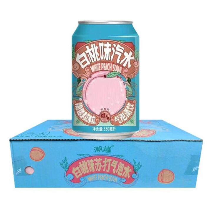 Yinxue White Peach Soda - 330ml x 24 Cans