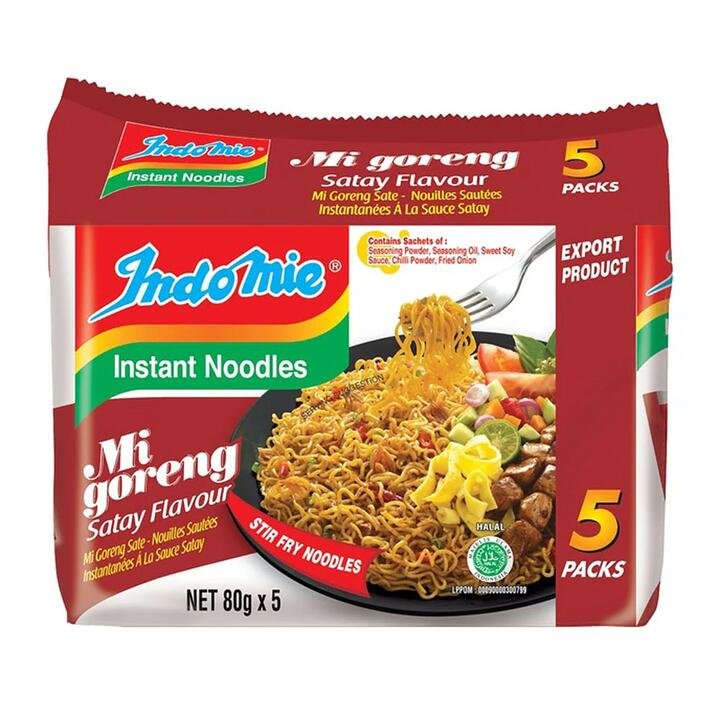 Indomie Mi Goreng Satay Flavour Instant Noodles - 80g x 5 Packs
