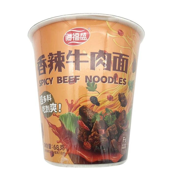 Haifusheng Spicy Beef Noodles Cup - 68g